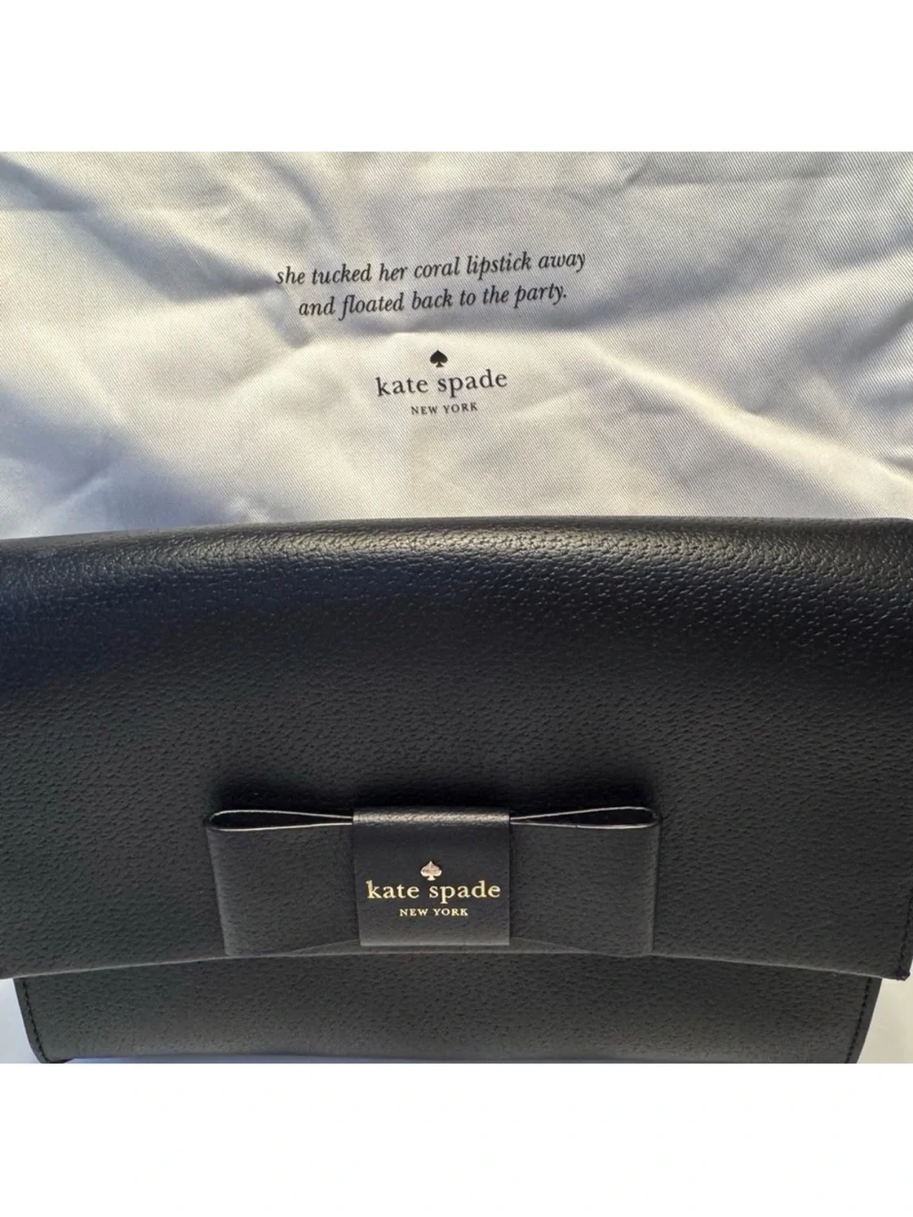 kate spade Black Pebbled Leather Bow Crossbody